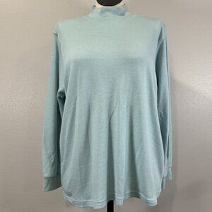 CM Sport Mock Neck Top Womens Size 1X Long Sleeve Pullover Light Green Layer